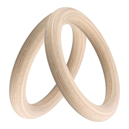 Wood Gymnastics Rings Set, Solid Birch Wooden Training Rings, With Load Bearing, Non-Slip Sweat-Absorbent Grip, For Home Fitness, Pull-Up, for cross Training, Calisthenics Workout(25mm 19cm)