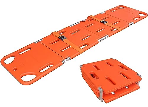 RUANLOV Foldable Spine Board Stretcher Backboard, Transfer Backboard Immobilization Portable Patient Transport Rescue Lightweight PE Plastics Ambulance Stretcher (A)