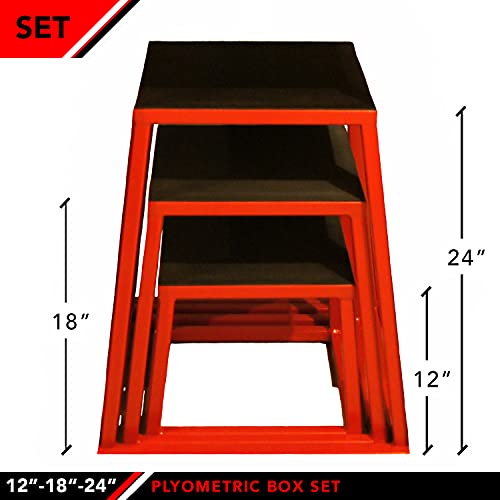 JFIT Plyometric Boxes - Made in Taiwan NO Assembly Required Single - Height Box Set and Adjustable Box Options Plyometric Platform and Jumping Agility Box for Training Conditioning Strength Training - style: 12",18",24" (Set of 3 Plyo Boxes)