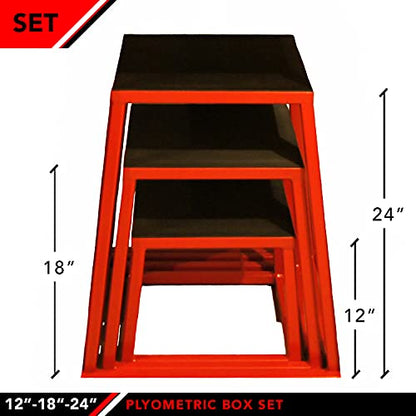 JFIT Plyometric Boxes - Made in Taiwan NO Assembly Required Single - Height Box Set and Adjustable Box Options Plyometric Platform and Jumping Agility Box for Training Conditioning Strength Training - style: 12",18",24" (Set of 3 Plyo Boxes)