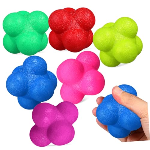 Mikikit 6Pcs Hexagonal Reaction Balls Lightweight Agility Training Equipment for Fitness Games Enhances Reflexes and Coordination