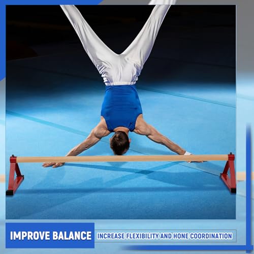 Leyndo 54” Gymnastics Pirouette Floor Bar, Handstand Trainer Bars - color: Red