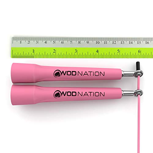 WOD Nation Adjustable Speed Jump Rope For Men, Women & Children - Blazing Fast Fitness Skipping Rope Perfect for Boxing, MMA, Endurance - color: Pink