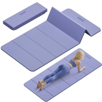 HAHE Foldable Yoga Mat 74"Lx32"Wx1/3"Thick, Folding Exercise Mats - color: Purple
