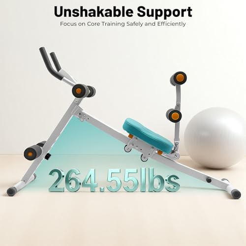 Ab Machine, Abs Workout Equipment with Resistance Bands & LCD Display, Adjustable Ab Trainer Machine, Whole Body Workout Waist Trainer for Women&Men, 264.55lbs Load Capacity