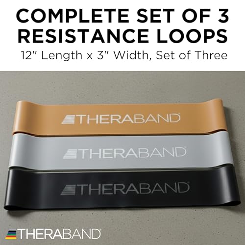 THERABAND Resistance Band Loop Set of 3, Exercise, 12", Black/Silver/Gold - color: Black/Silver/Gold, size: 12 inch
