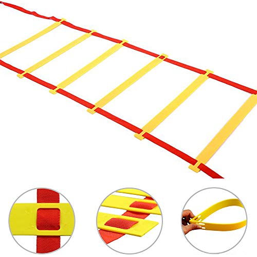 Fitness Agility Ladder Training Equipment, Improve Coordination, Speed, Develop Explosive Power, Strength and Better Footwork,6/8/10/12/14 Rung Agility Ladder + Carry Bag - size: 4 M / 8 Rung