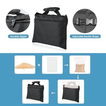 Sandbags 8 Packs, Sandbag Weights for Backdrop Stand Sandbags, SandBag for Weight, Weight Bags with Zipper and Buckle Straps for Support Heavy Duty Light Stand - size: 8 PCS