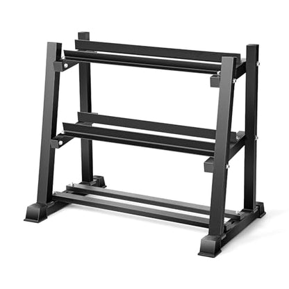 Dumbbell Rack, Bongkim Dumbbell Set with Rack Stand, Dumbbells Weights Rack for Home Gym, Weight Rack for Dumbbells, Kettlebells, and Weight Plates 1100LBS - color: matte black