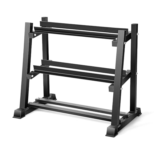 Dumbbell Rack, Bongkim Dumbbell Set with Rack Stand, Dumbbells Weights Rack for Home Gym, Weight Rack for Dumbbells, Kettlebells, and Weight Plates 1100LBS - color: matte black