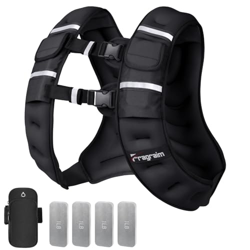 Adjustable Weighted Vest for Women Men, 8-12lb/14-18lb/20-24lb/26-30lb Weight Vest with 4 Removable Iron Weights, Phone Holder and Back Pocket, Vest for Walking,Strength Training, Running - color: Black, size: 14-18 lb