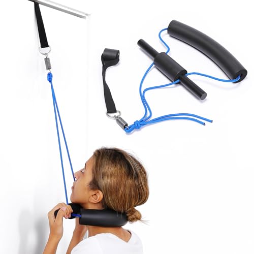 Fanwer Cervical Neck Traction Device Over Door Home Use for Neck Pain Relief, Portable Neck Stretcher Strap for Spinal Decompression or Physical Therapy, Restore Natural Curve of Neck