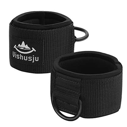 Ankle Wrist Cuffs Neoprene Padded Straps D-Ring Glute Kickback for Cable Machines Legs Exercise Adjustable Fitness - color: D ring black
