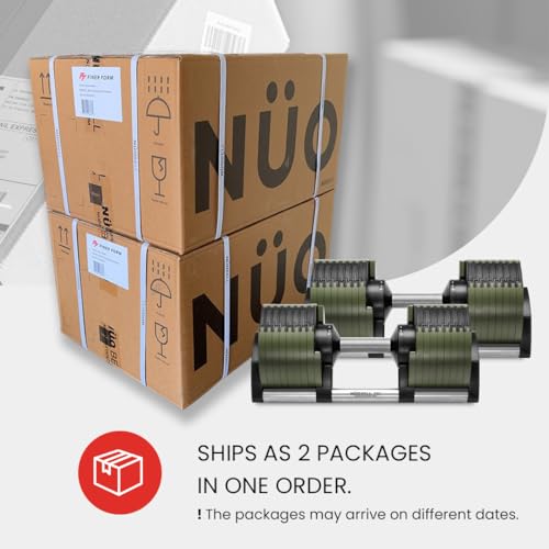 NUOBELL Adjustable Dumbbells 5-80 lbs: Replace 16 Sets, Ideal for Home Gym Weight Bench & Press - color: Tactical Green
