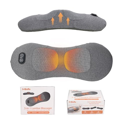 3-in-1 Lumbar Massager with Heating/Vibration/Adjustable Traction Memory foam lumbar pillow conforms to the spine's natural curve for relaxation Smart air cushion Ideal for home, office, or in-car use