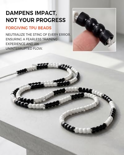 YUEDONG Soft Beaded Jump Rope for Teens & Adults, World Champion Luke Boon Collaboration, Adjustable Freestyle Jump Rope with 20cm Long Handles, Tangle-Free TPU Beads for Rhythm Training, Fitness Workout & Tricks