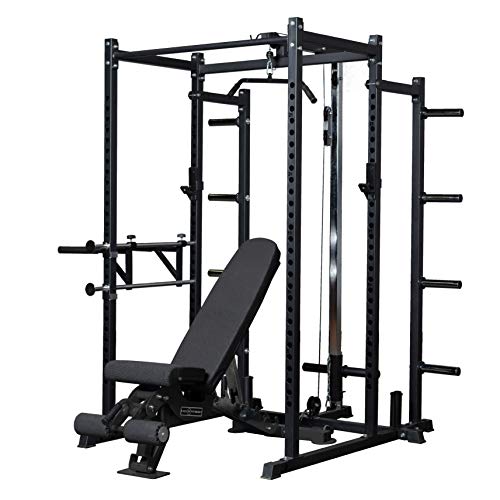 REP Fitness PR-1100 Power Rack Home Gym System, Squat Cage with Attachment Compatibility Multi-Grip Pull Up Bar, Adjustable J Cups, Extended Safeties, 700 lb Capacity, Strength Training Equipment - style: Power Rack + AB-3000 Incline/Decline Bench + Lat/R