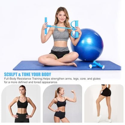 8-Tube Pedal Resistance Band with Handles, Multifunctional Pedal Resistance Band Made of Natural Rubber, Fashion Puller Exercise Equipment for Full Body Strength, Toning & Stretching - color: Blue