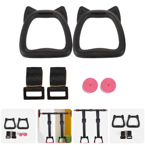 Toddmomy Gymnastic Rings with 2m Straps Set, Indoor Fitness Rings for Workout and Pull-up Training, Adjustable Hanging Bodybuilding Circles for Home Gym Exercise