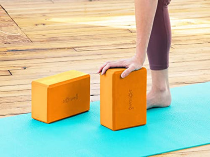 Sol Living Yoga Blocks 2 Pack High Density EVA Foam Yoga Cushion Stretching Pilates Meditation Exercise Equipment Support Deepen Poses Odor Free Non Slip Yoga Accessories - 4" x 6" x 9"- Tango - color: Tango