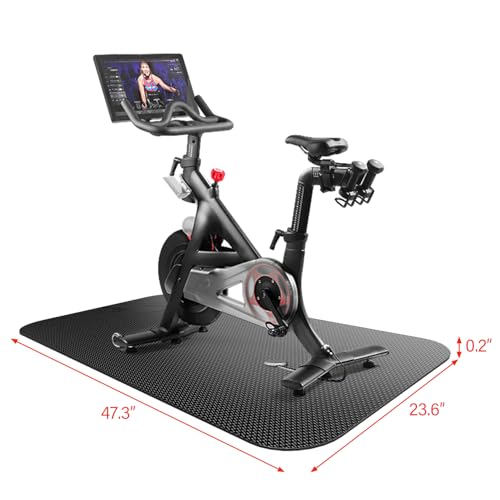 Bike Mat, Exercise Mat for Carpet & Hardwood Floors, Cushioned, Black - size: 23.6" × 47.3"