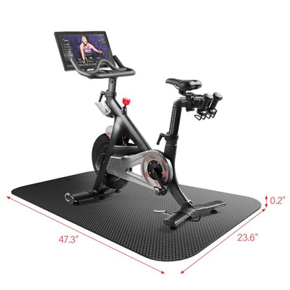 Bike Mat, Exercise Mat for Carpet & Hardwood Floors, Cushioned, Black - size: 23.6" × 47.3"