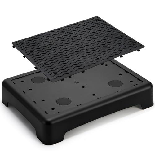 Lawei Mobility One Step Stool for Elderly/Adult, 3.5 Inch Plastic Platform Step Stool with Non-Slip Ribbed, Portable Wide Half Step Stools for Car, Bed, Stairs, Bathroom, Indoor Outdoor, Holds 400Lbs