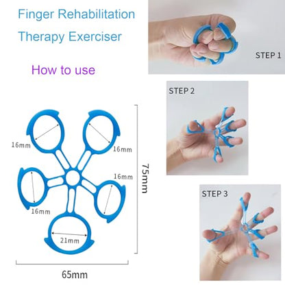 Hand Exerciser Ball and Finger Stretcher, Hand Grip Strengthener Trainer, Squeeze Balls, Wrist Pain Relief (Blue) - color: Blue