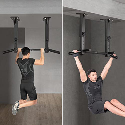 Wall Mount Pull Up Bar, Joist Beam Rafter Mount Pull-up Bar, Ceiling Mounted Chin Up Bar for Home Gym with Punching Bag Hanger - color: Black2