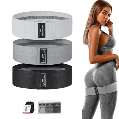 3-Pack Resistance Bands Set for Home Workout, Non-Slip Fabric Booty Bands for Women & Men, Fitness Bands for Legs, Glutes, Squats, Exercise