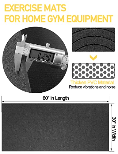 Treadmill Mat,60" x 30",6mm Thickness Exercise Equipment Mat for Carpet Hardwood Floors, Compatible with Walking Pad,Spin Bike,Elliptical Trainer,Rowing Machine