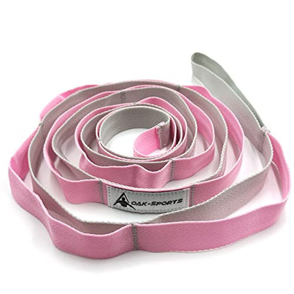 Stretching Strap Yoga Strap with Loops, Stretch Straps for Physical Therapy, Non-Elastic Exercise Strap for Pilates, Dance and Gymnastics with Workout Guide - color: Pink/Light Gray