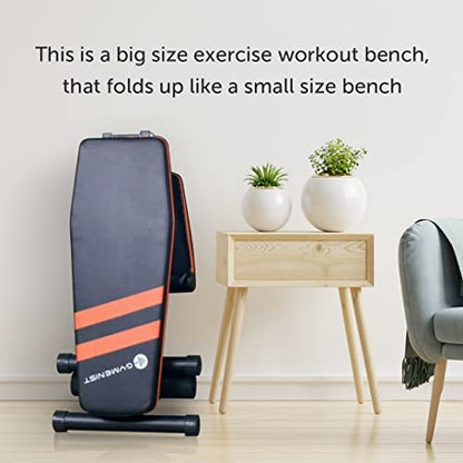 Exercise Bench Adjustable Foldable Compact Workout Weight Bench Easy To Carry NO ASSEMBLY NEEDED, Black-Orange (FOLD-110B)