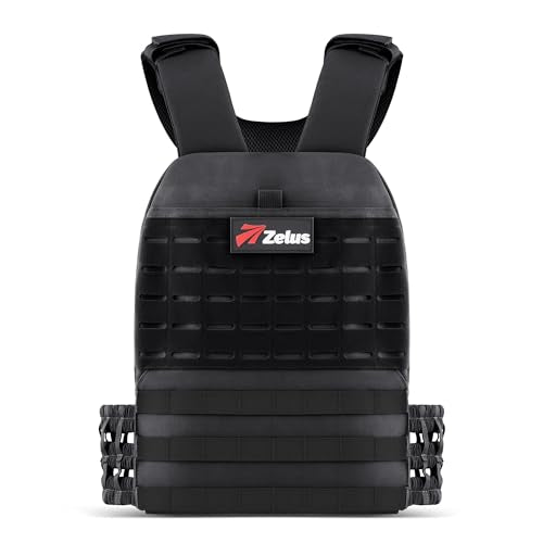 ZELUS Weighted Plate Carrier Vest, Tactical Adjustable Weighted Vest for Men Women Holds Up to 65lb for Strength Rucking Training Workout, Running Vest with MOLLE Panels - color: Black-2.67lb