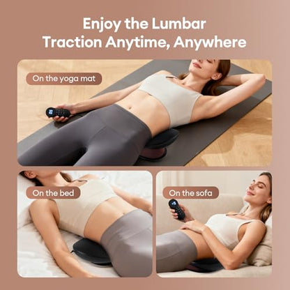 Electric Lumbar Traction Device, Back Stretcher for Lower Back, 3 Heating Levels and Vibration Lumbar Traction Massager