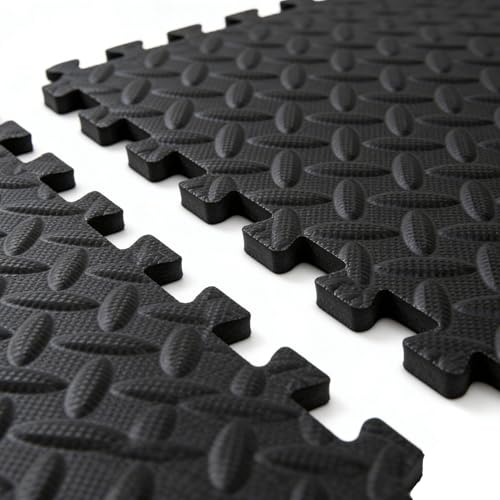 20"x20"Puzzle Exercise Mat 0.4" Thick, EVA Interlocking Foam Floor Tiles for Home Gym, Mat for Home Workout Equipment, Floor Padding （Black/Gray）