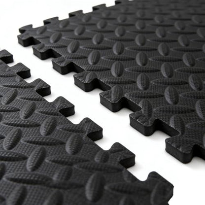 20"x20"Puzzle Exercise Mat 0.4" Thick, EVA Interlocking Foam Floor Tiles for Home Gym, Mat for Home Workout Equipment, Floor Padding （Black/Gray）