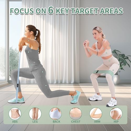 9 PCS Fabric Resistance Bands Set for Working Out, Non-Slip Exercise Booty Bands for Women & Men Leg and Glutes with Hair Ties and Tape Measure - for Home Gym Workout, Yoga, Pilates