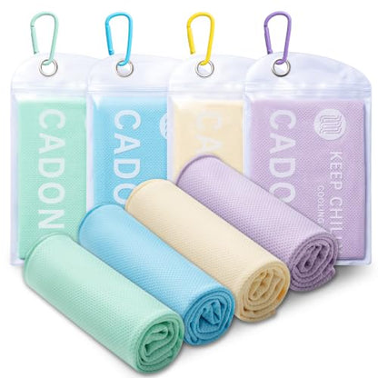4 Pack Cooling Towel (40"x12"), Soft Breathable Chilly Towel, Ice Towel - color: Mint Green / Cream Yellow / Sky Blue / Light Purple