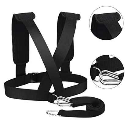 Strength Training Equipment, Sled Harness Tire Pulling Speed Resistance Power Belt Adjustable Weight Trainer with Pull Strap