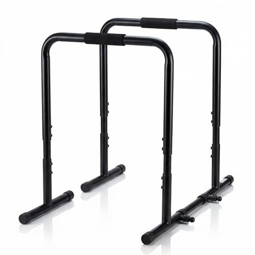 NEWBULIG Dip Bar Station, Adjustable Parallel Parallettes Bar with Soft High-Density Foam Handles, Heavy Duty Dip Stands Workout Equipment for Home, Gym, Patio, Office