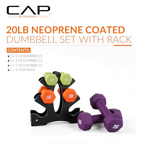 CAP Barbell Neoprene Dumbbell Weights Pairs & Sets | Color Series - style: 20 lb Set