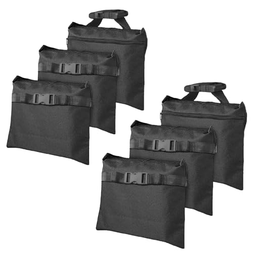 6 Packs Sand Bags - Heavy Duty SandBags for Backdrop Stand, SandBag for Weight, Weight Sand Bags with Zipper and Buckle Straps for Support Light Stand