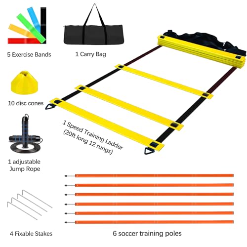 Soccer Agility Training Poles Equipment |Adjustable Soccer Equipment for Training Includes 6 Flexible Agility Poles - color: Orange Pole
