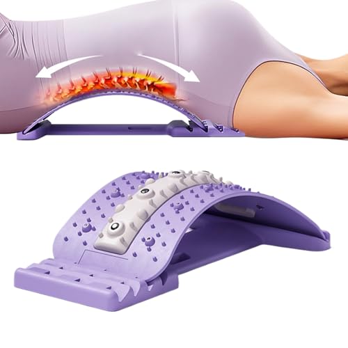 Lumbar Back Stretcher,4 Level Adjustable Lumbar Massage Board,Back Stretching Board - for Women Men Adults Athletes Beginners Professionals Fitness Enthusiasts Drivers Apartment Home Gym