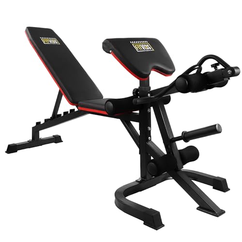 Fitvids Adjustable Weight Bench, Workout Bench for Home Gym, Adjustable 6 Position Utility Bench with Leg Extension and Preacher Pad, Leg Extension and Curl Machine, Multiple Styles
