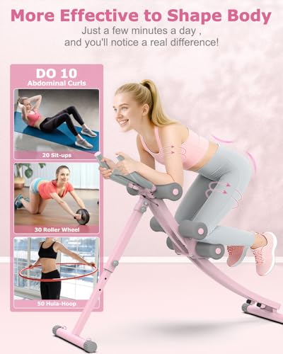 Ab Machine, Ab Workout Equipment, Adjustable Ab Trainer Machine for Abs Workout at Home Gym, Foldable, Knee Protection, Abdominal Trainer for Stomach Workout