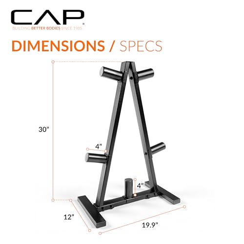 CAP 2-Inch Olympic Plate Tree Rack for Home Gym, Heavy-Duty A-Frame Weight Plate Storage Rack, Space-Saving Plate Organizer Stand, 5-Post & 7-Post, 300lb & 500lb Weight Capacity - style: 5 Posts