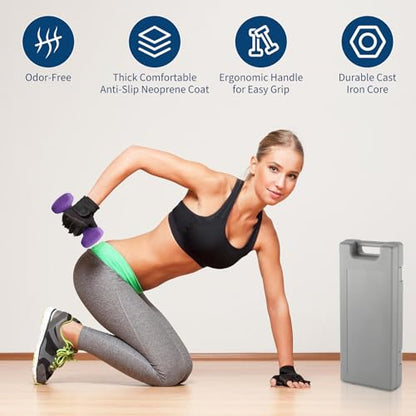 Neoprene Dumbbell Set for Women & Kids - Light Dumbbell Set (1/2/3, 2/3/5, 3/5/8, 5/10/15 LB) with Storage Plastic Case, Packed In Pairs, Set of Small Weights for Home, Living Room, Bedroom - size: 1+2+3 LBS