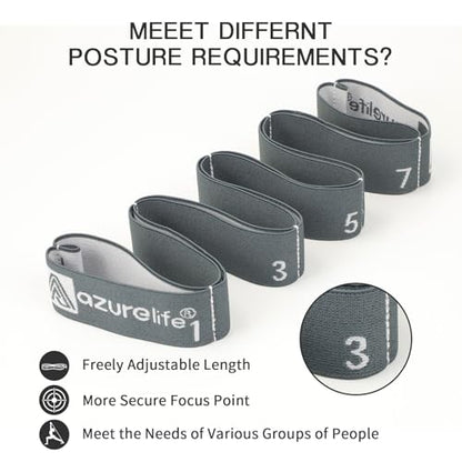 Elastic Yoga Stretching Strap, Multi-Loop Stretch Strap for Physical Therapy, Pilates, Yoga, Dance & Gymnastics Exercise and Flexible Pilates Stretch Band - color: Elastic-Gray
